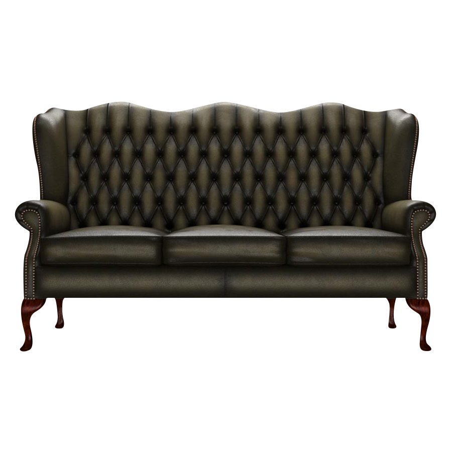 Gladstone 3 Sits Chesterfield Soffa Antique Olive