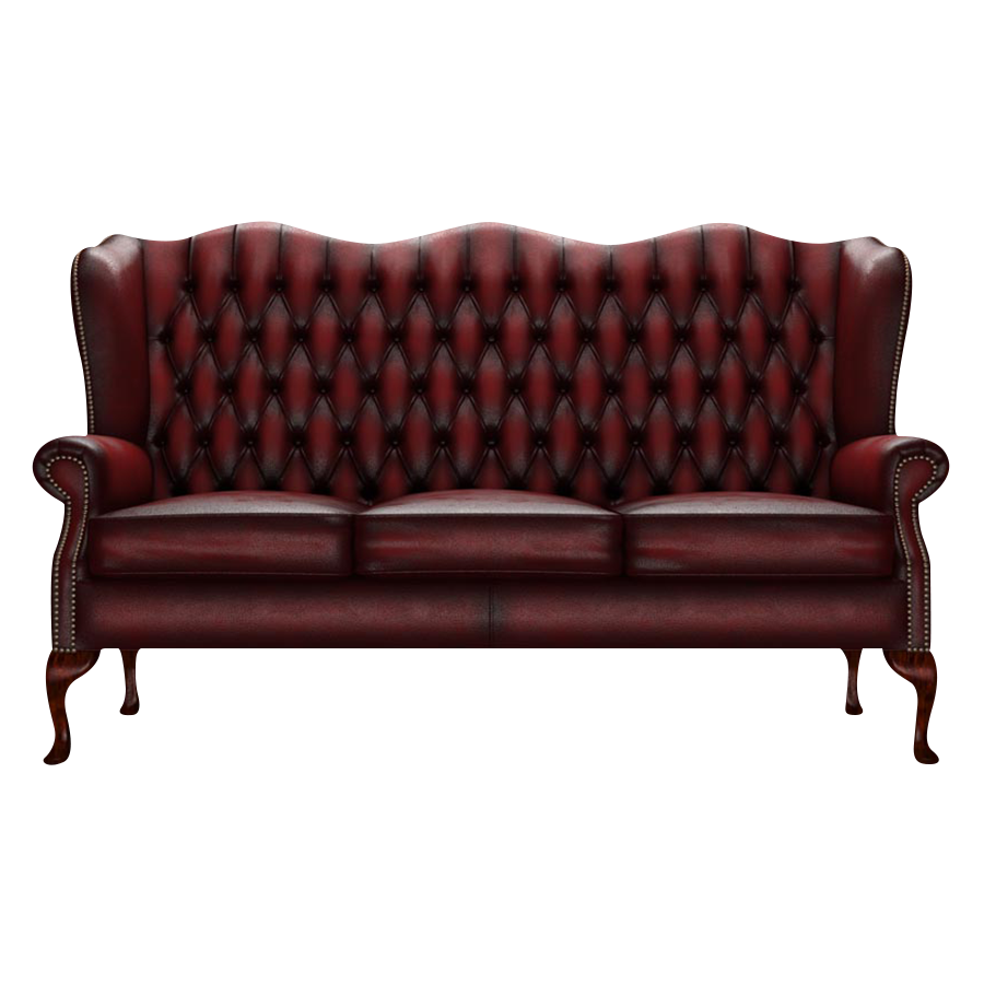 Gladstone 3 Sits Chesterfield Soffa Antique Red