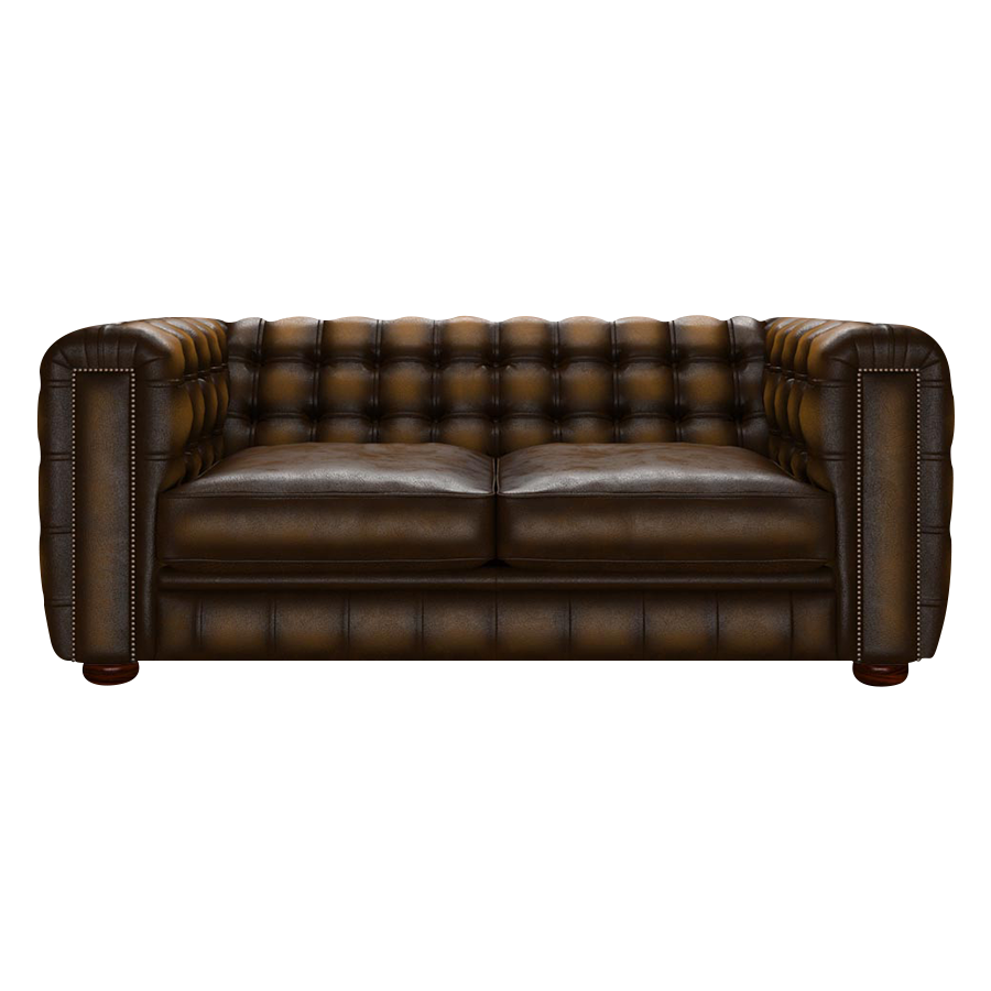Kingsley 3 Sits Chesterfield Soffa Antique Gold