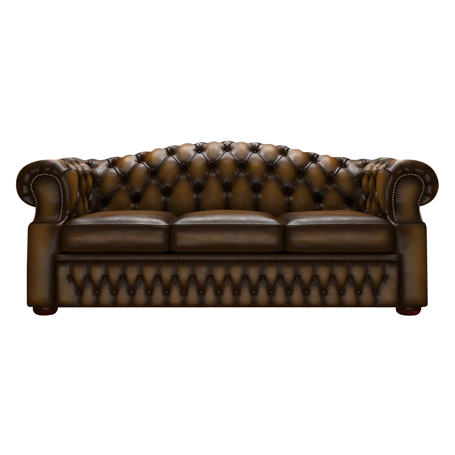 Lawrence 3 Sits Chesterfield Soffa Antique Gold