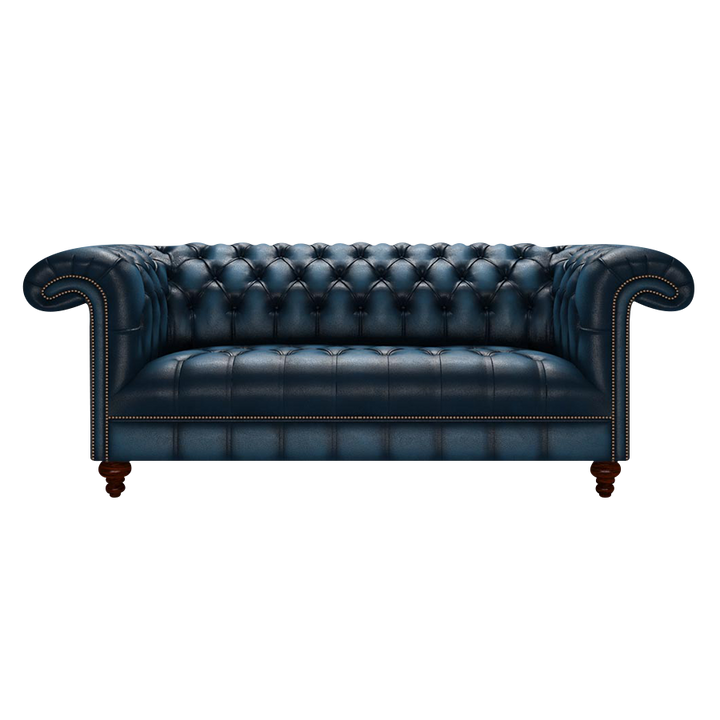 Nelson 3 Sits Chesterfield Soffa Antique Blue