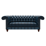 Nelson 3 Sits Chesterfield Soffa Antique Blue