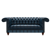 Nelson 3 Sits Chesterfield Soffa Antique Blue