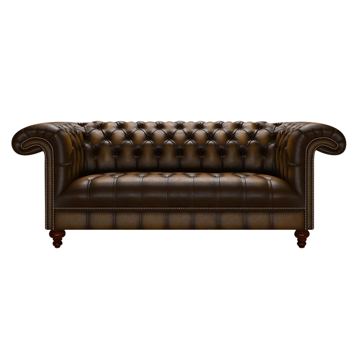 Nelson 3 Sits Chesterfield Soffa Antique Gold