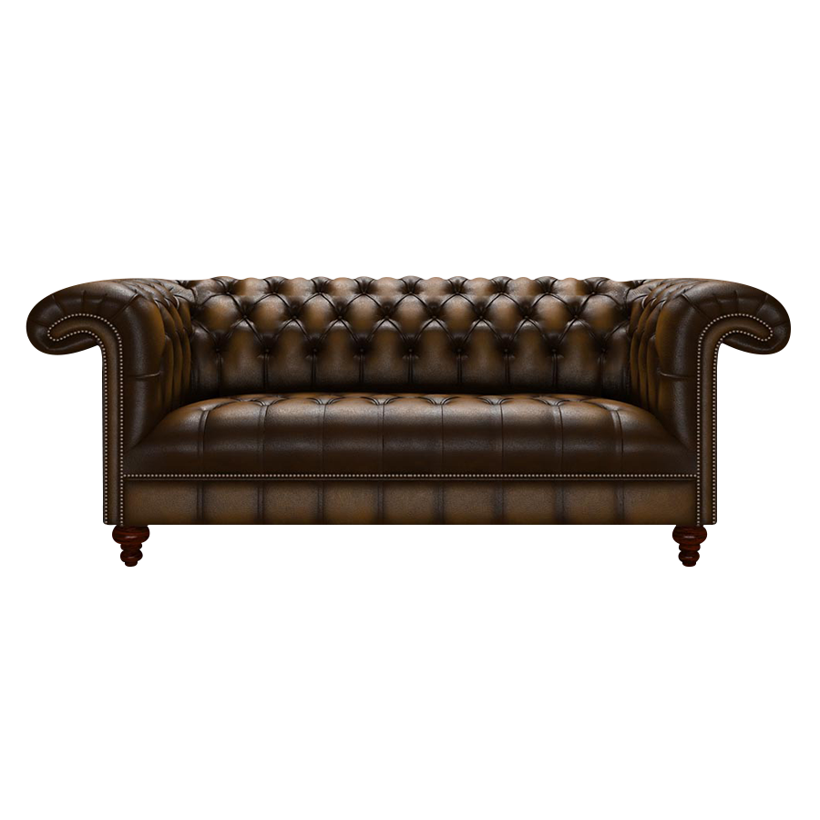 Nelson 3 Sits Chesterfield Soffa Antique Gold