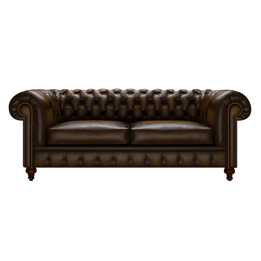 Raleigh 3 Sits Chesterfield Soffa Antique Gold