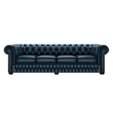 Classic 4 Sits Chesterfield Soffa Antique Blue