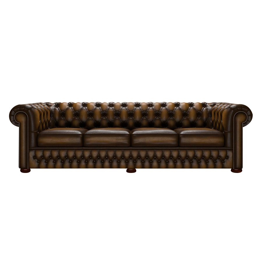 Classic 4 Sits Chesterfield Soffa Antique Gold