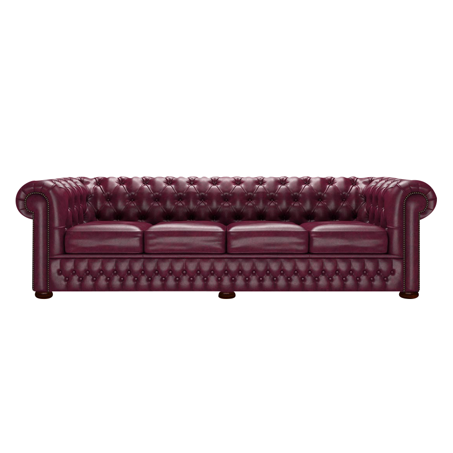 Classic 4 Sits Chesterfield Soffa Old English Burgundy