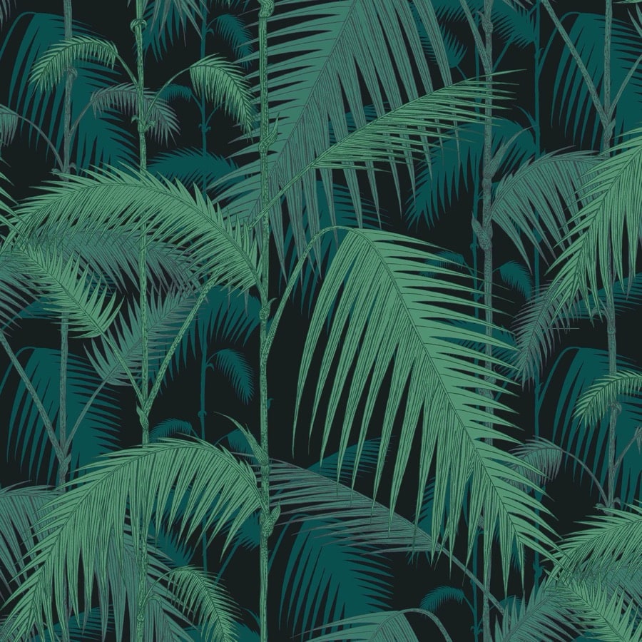 Cole and Son Tyg Palm Jungle Viridian & Petrol On Charcoal
