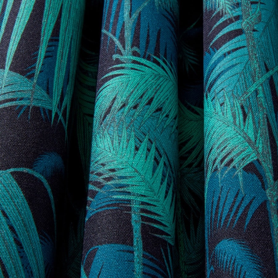 Cole and Son Tyg Palm Jungle Viridian & Petrol On Charcoal