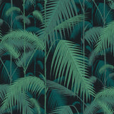 Cole and Son Tyg Palm Jungle Viridian & Petrol On Black