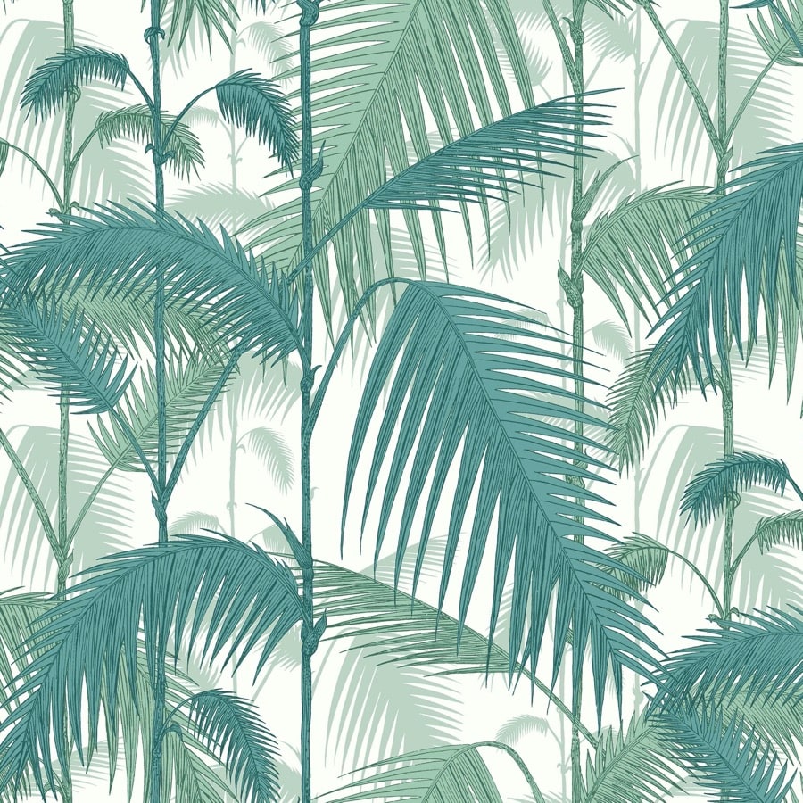 Cole and Son Tyg Palm Jungle Teal & Viridian On Chalk