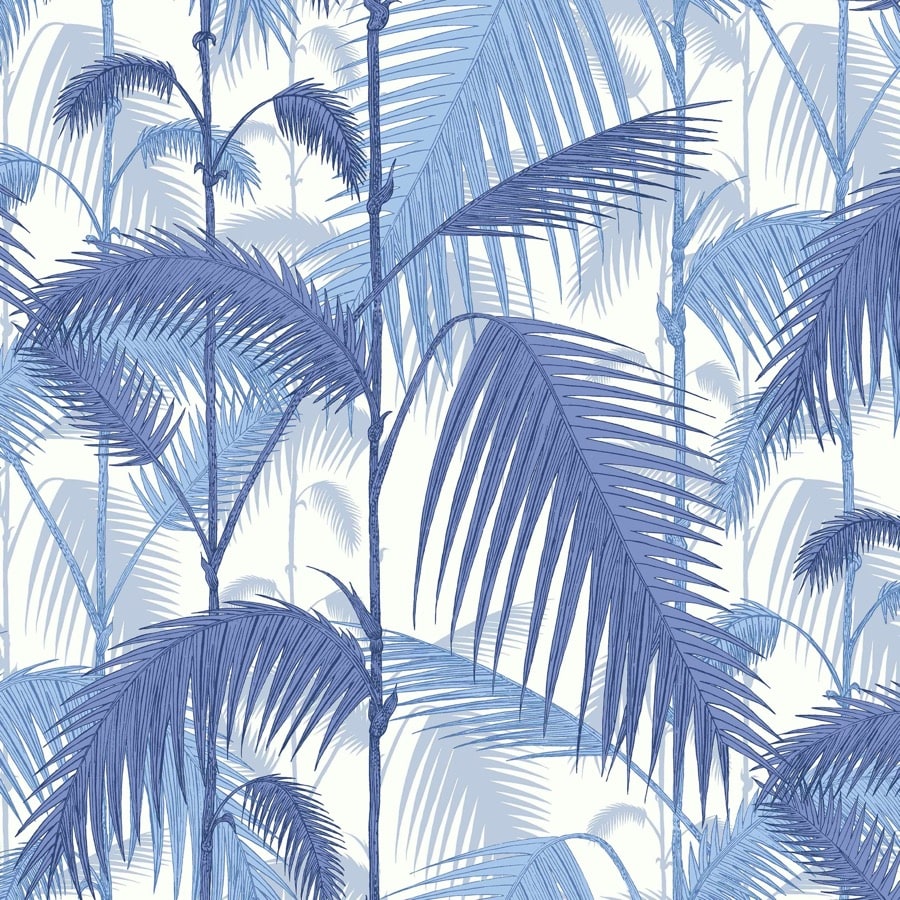 Cole and Son Tyg Palm Jungle Hyacinth On White