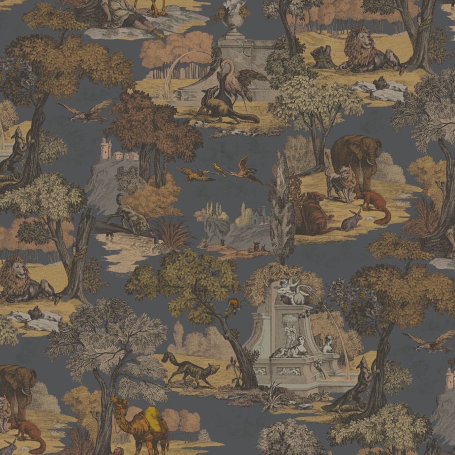 Cole and Son Tyg Versailles Grand Ginger On Charcoal