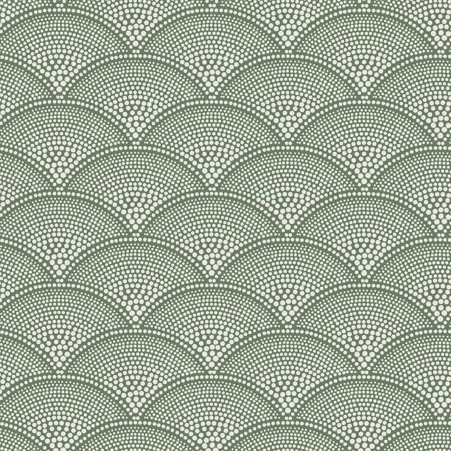 Cole and Son Tyg Feather Fan Cream On Olive Green