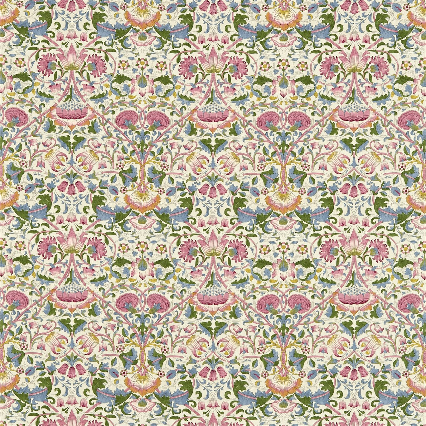 Morris and Co Tyg Lodden Blush Woad