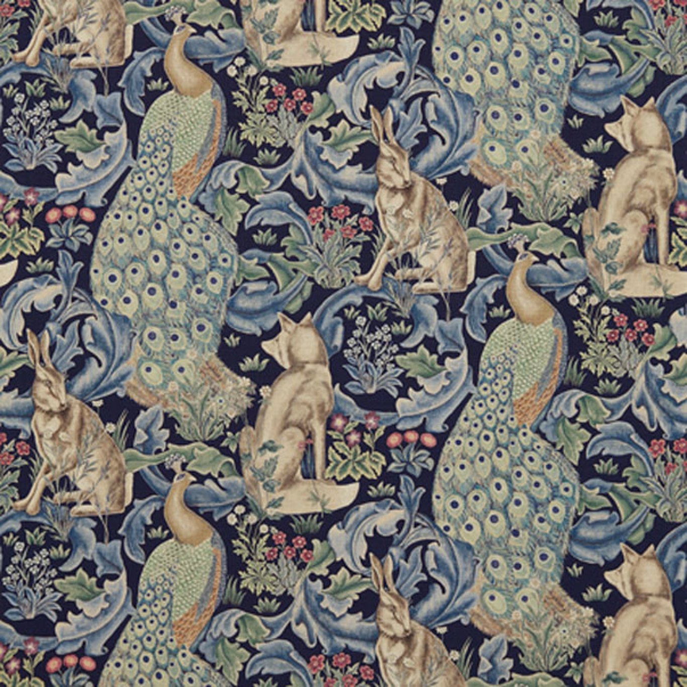 Morris and Co Tyg Forest (Viscose Linen) Indigo