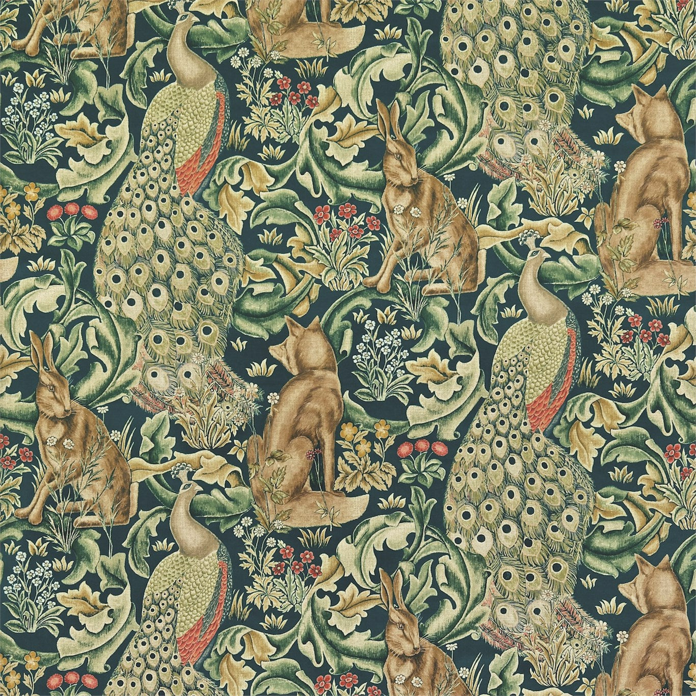 Morris and Co Tyg Forest (Velvet) Azure