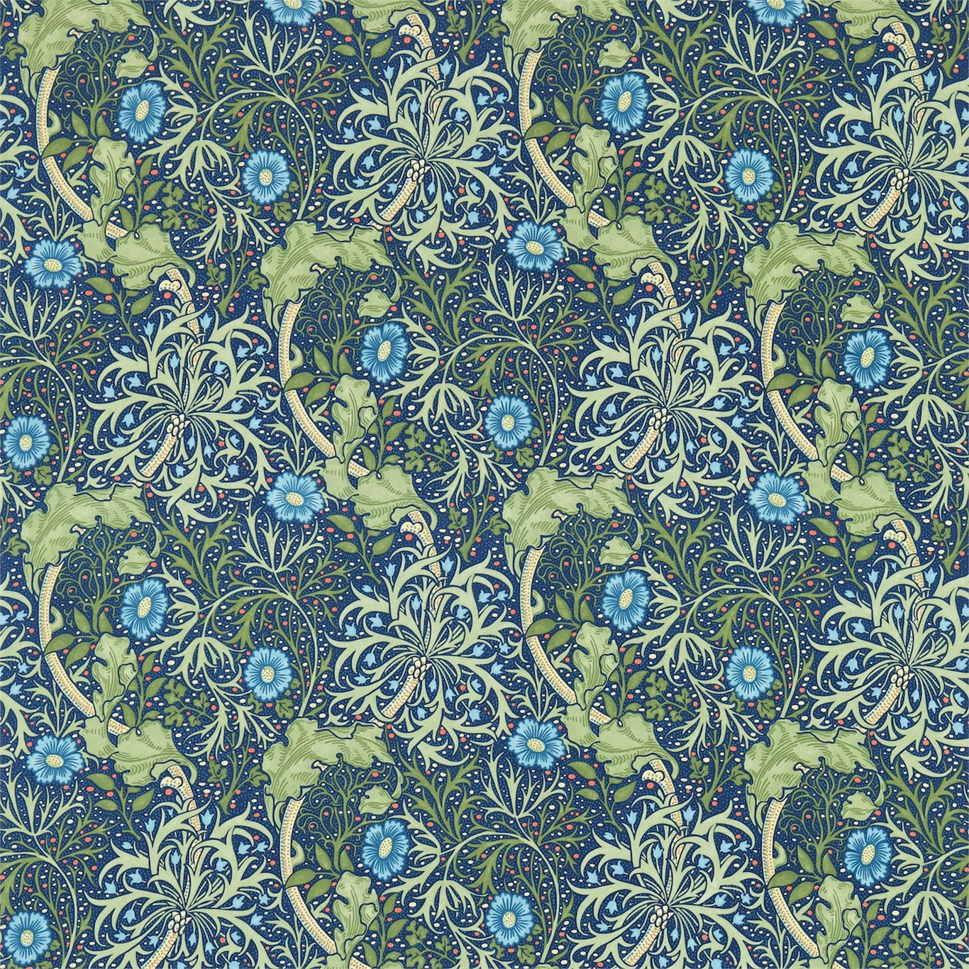 Morris and Co Tyg Morris Seaweed Cobalt Thyme
