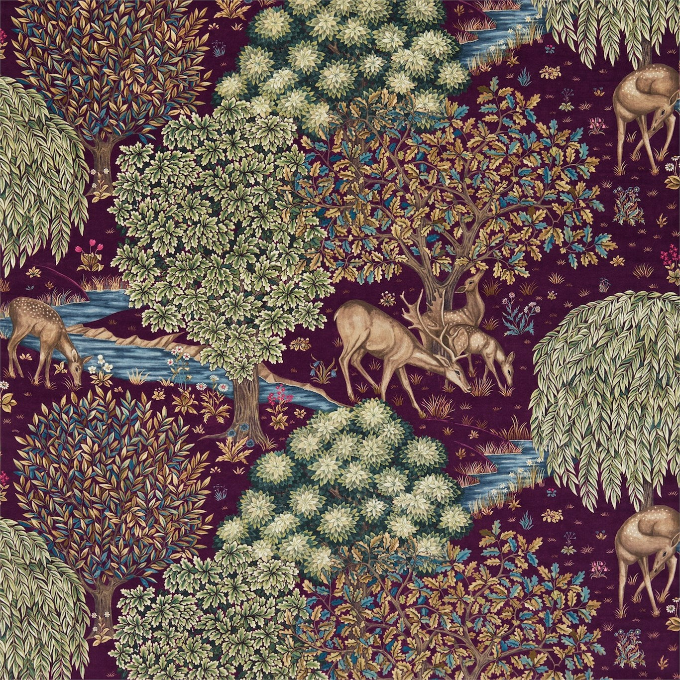 Morris and Co Tyg The Brook Tapestry Red