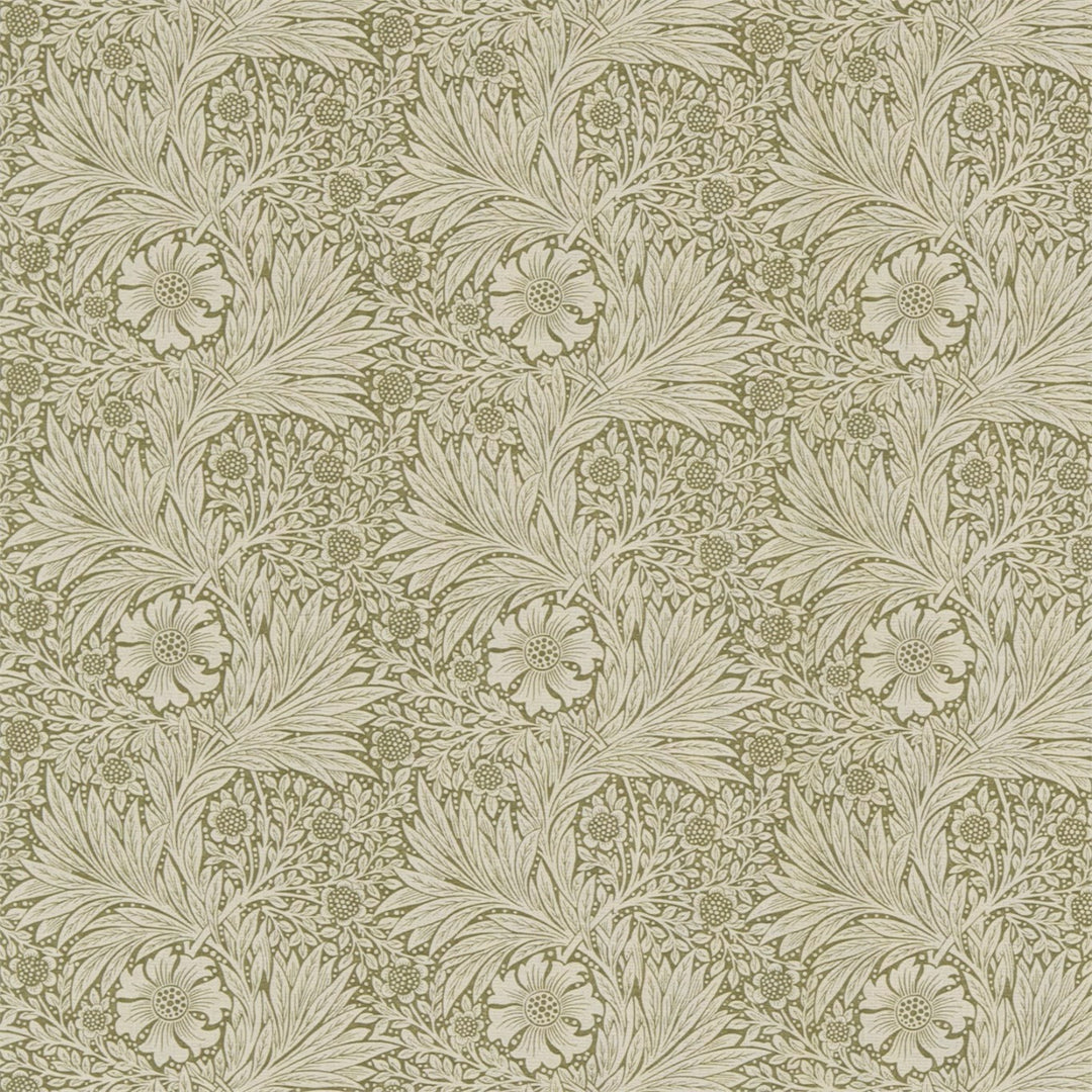 Morris and Co Tyg Marigold Olive Linen