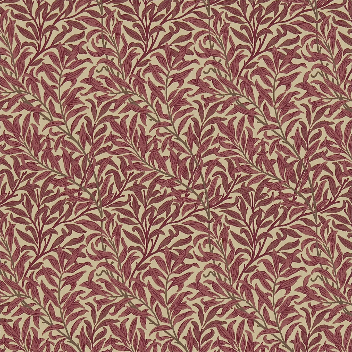 Morris and Co Tyg Willow Bough Crimson Manilla