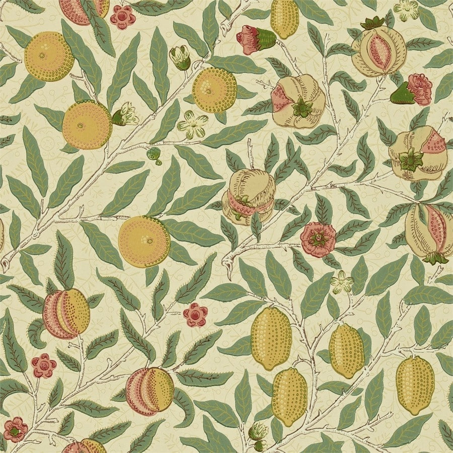 Morris and Co Tapet Fruit Beige Gold/Coral