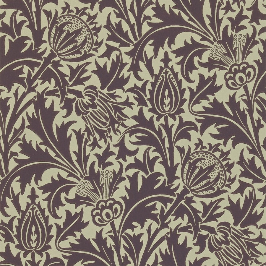 Morris and Co Tapet Thistle Mulberry Linen