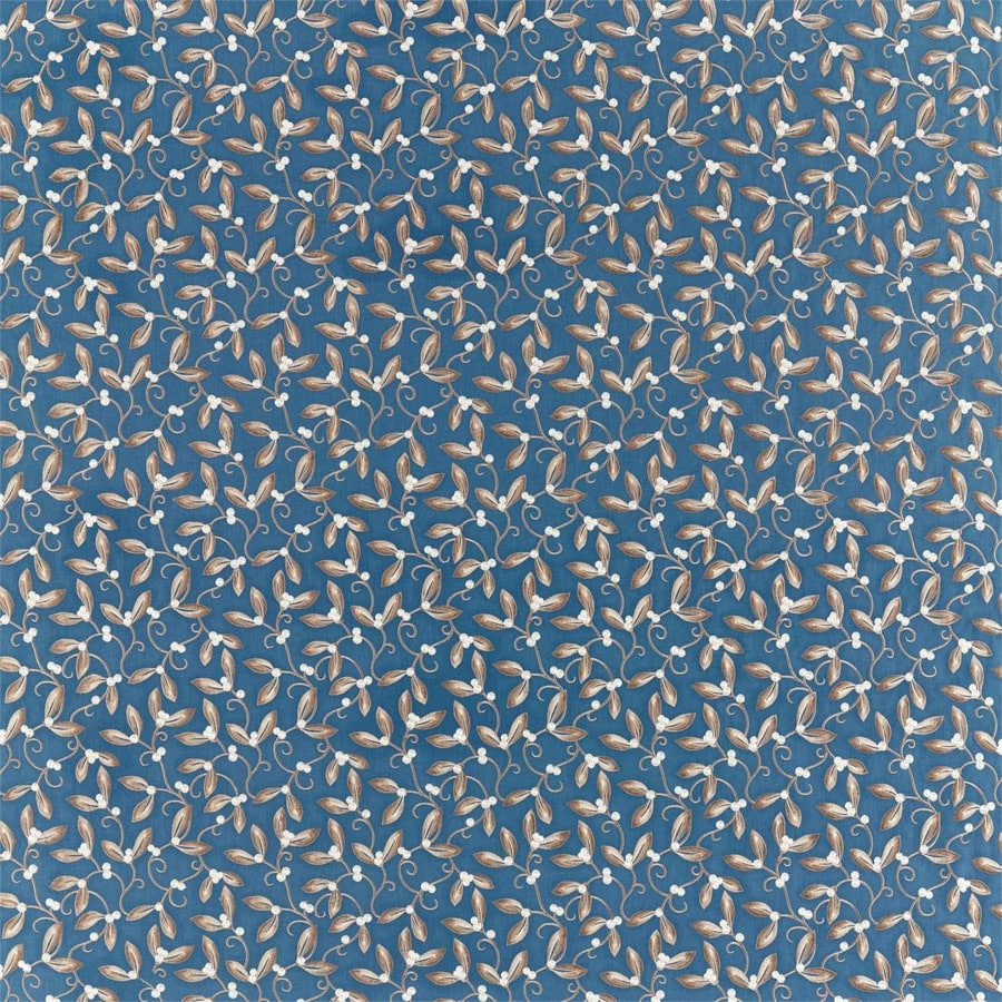 Morris and Co Tyg Mistletoe Embroidery May Blue