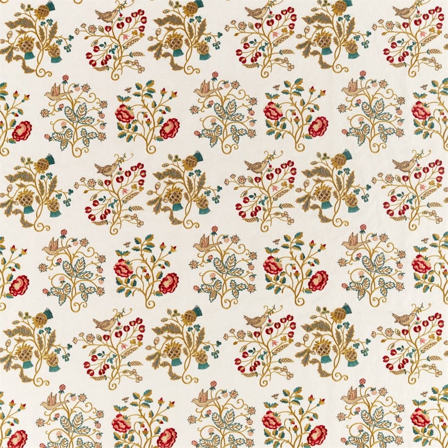 Morris and Co Tyg Newill Embroidery Antique Carmine