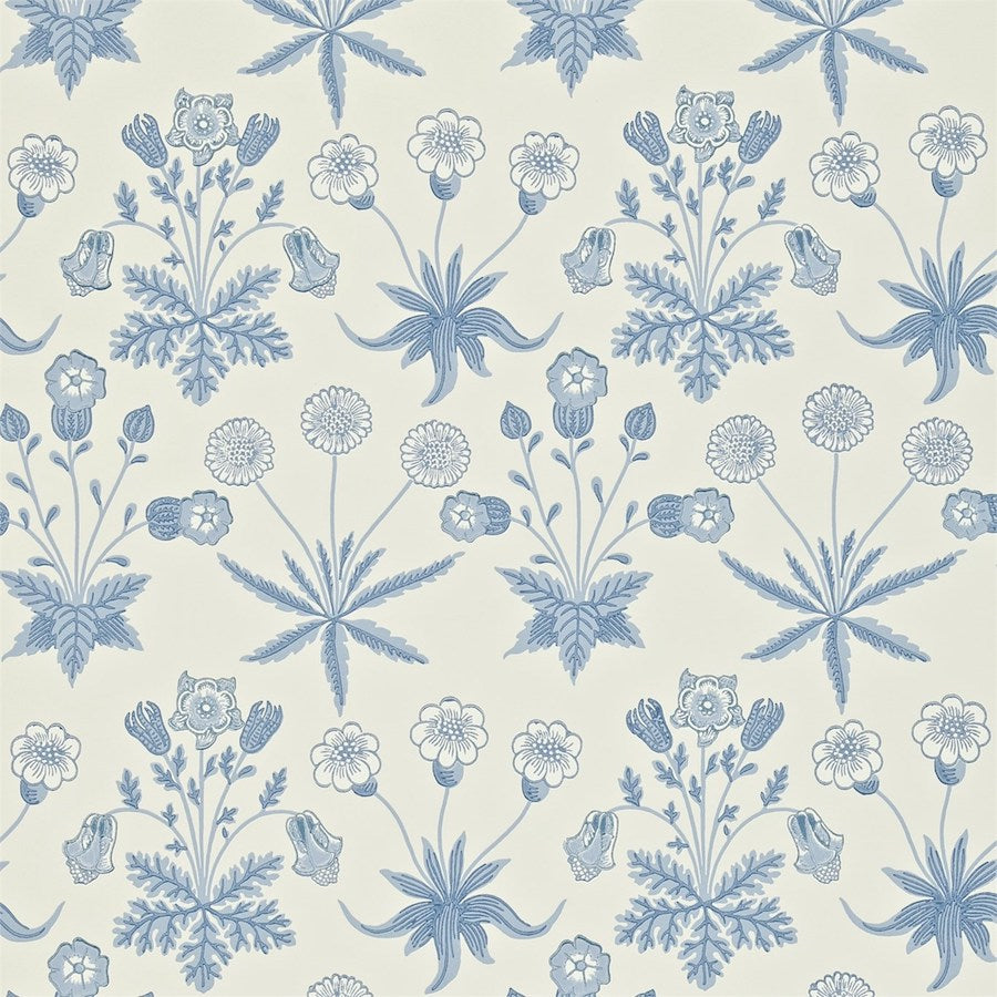 Morris and Co Tapet Daisy Blue Ivory