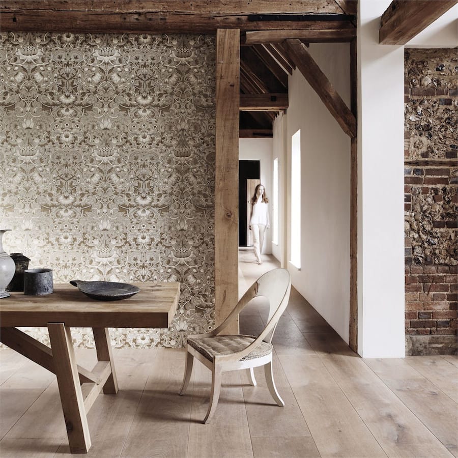 Morris and Co Tapet Pure Lodden Taupe Gold