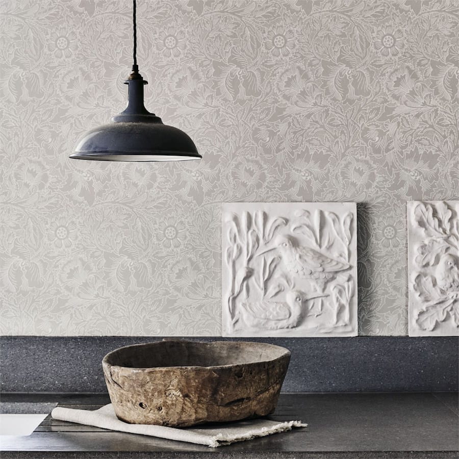 Morris and Co Tapet Pure Poppy Ecru Stone