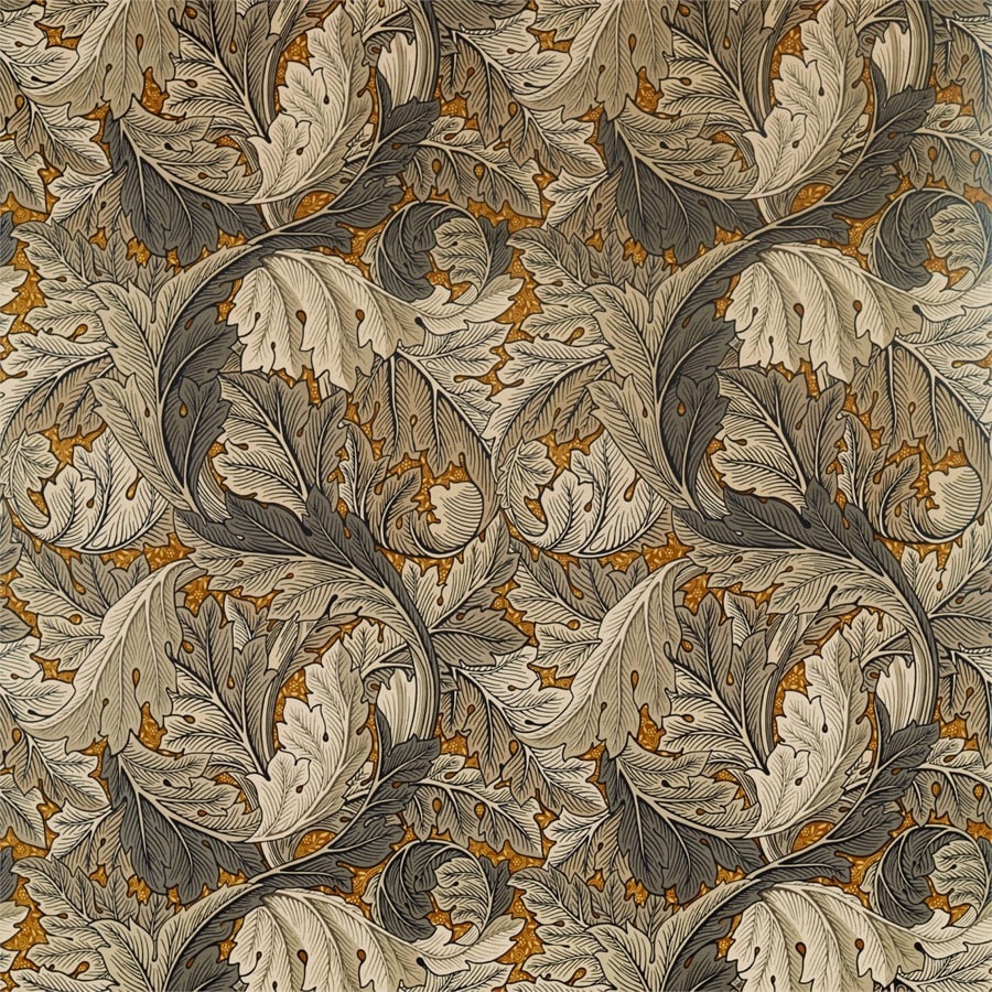 Morris and Co Tyg Acanthus Mustard Grey