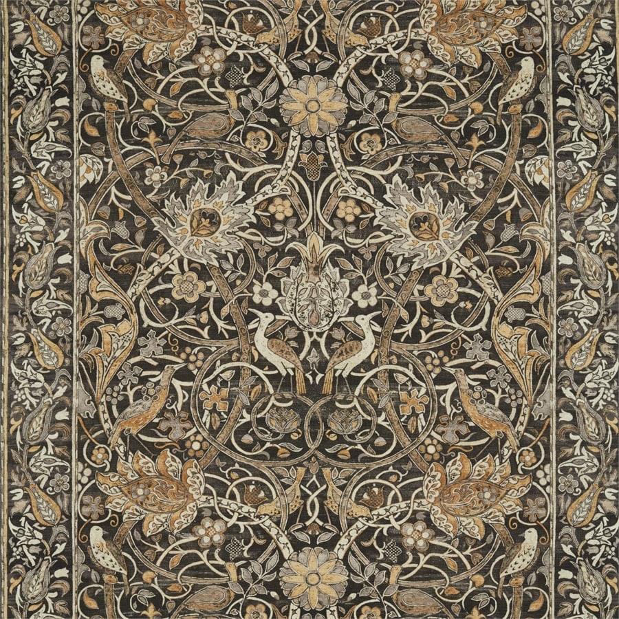 Morris and Co Tyg Bullerswood Charcoal Mustard