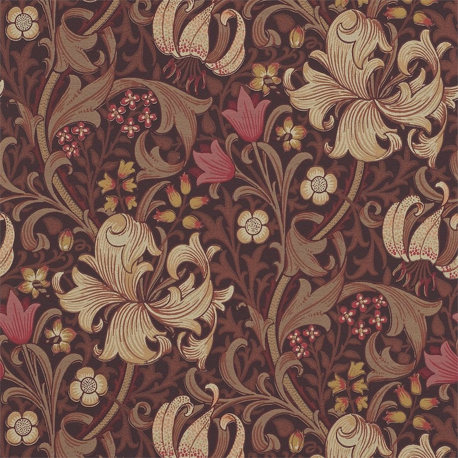 Morris and Co Tapet Golden Lily Fig Burnt Orange