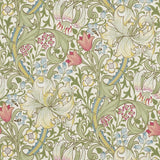 Morris and Co Tapet Golden Lily Green Red