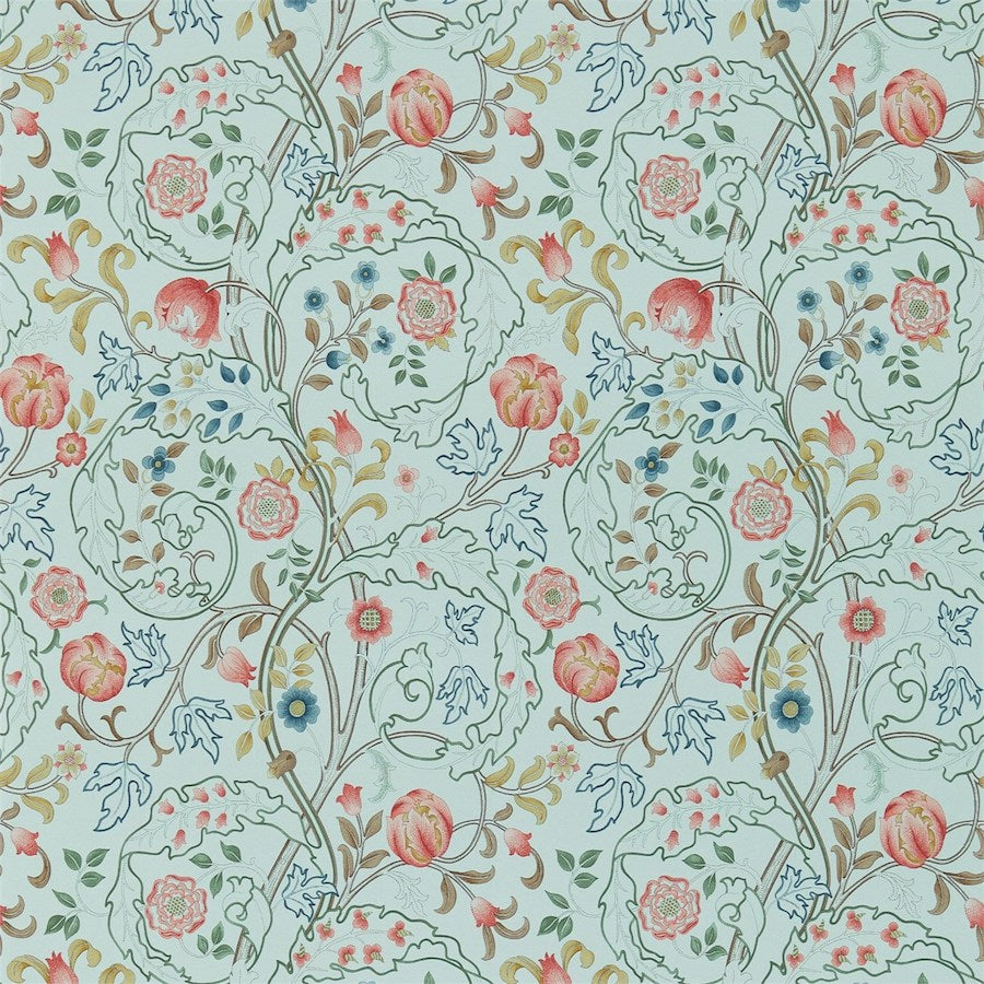 Morris and Co Tapet Mary Isobel Silk Blue Pink