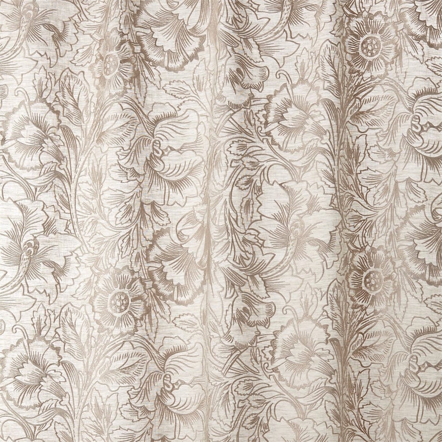 Morris and Co Tyg Pure Poppy Embroidery Pebble