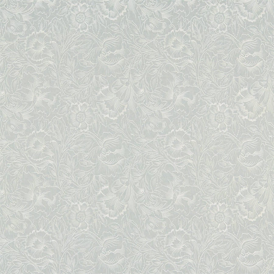 Morris and Co Tyg Pure Poppy Embroidery Wild Mint