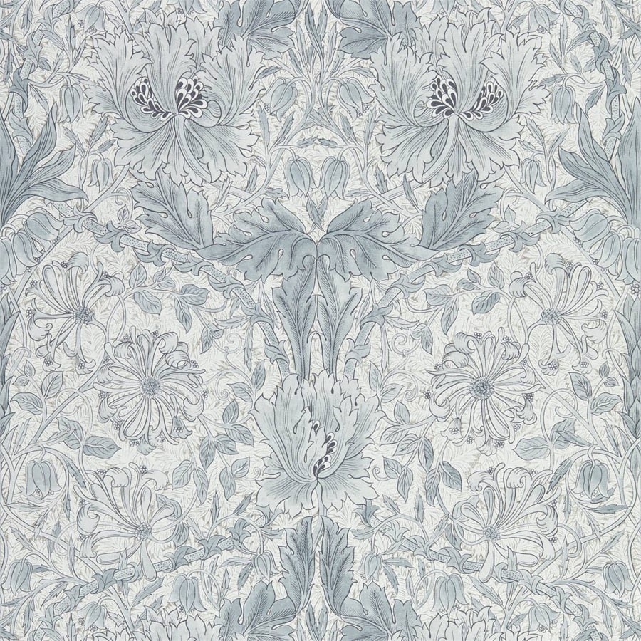 Morris and Co Tapet Pure Honeysuckle & Tulip Cloud Grey