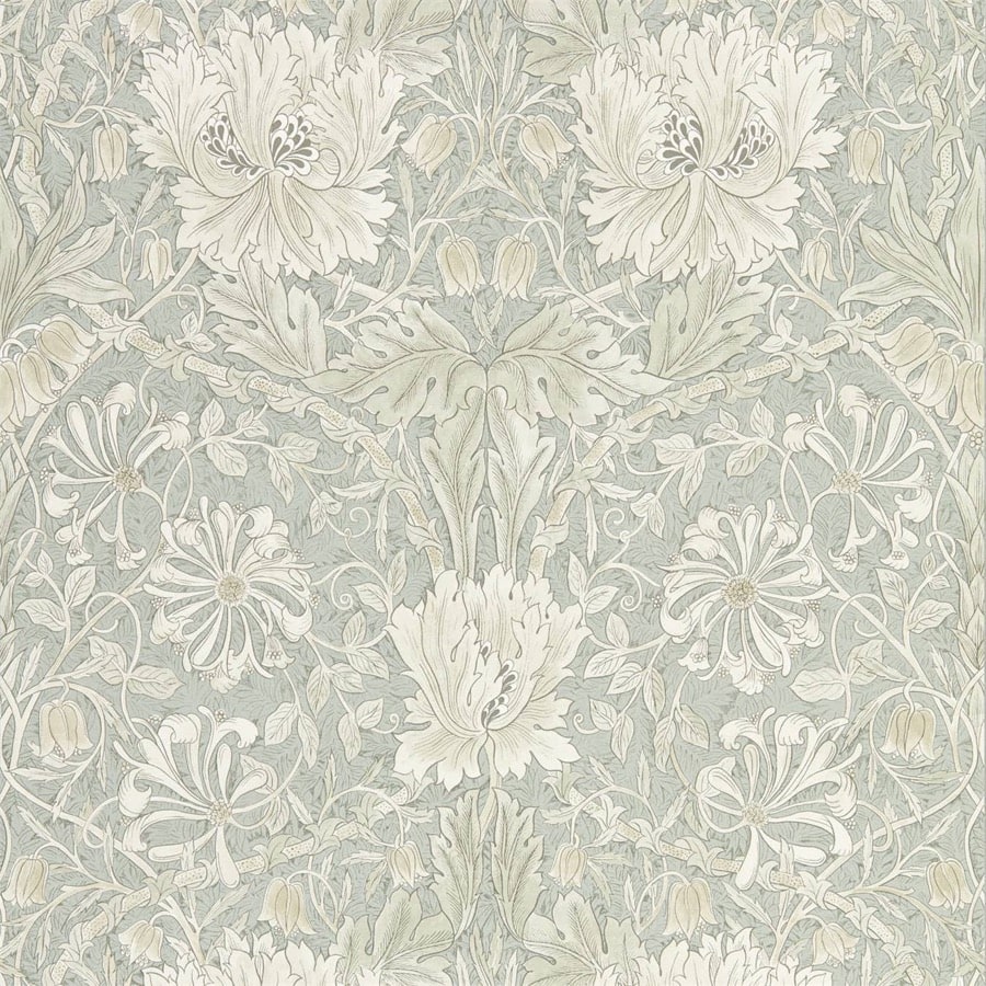 Load image into Gallery viewer, Morris and Co Tapet Pure Honeysuckle &amp; Tulip Grey Blue
