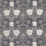 Morris and Co Tyg Pure Honeysuckle & Tulip Embroidery Inky Purple