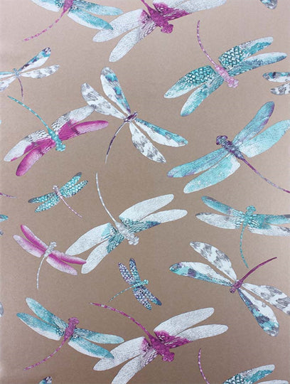 Osborne and Little Tapet Dragonfly Dance Plum Duck Egg