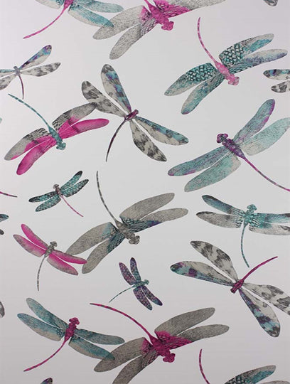 Ladda upp bild till gallerivisning, Osborne and Little Tapet Dragonfly Dance Fuchsia
