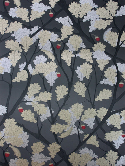 Osborne and Little Tapet Feuille De Chene Black Gilver