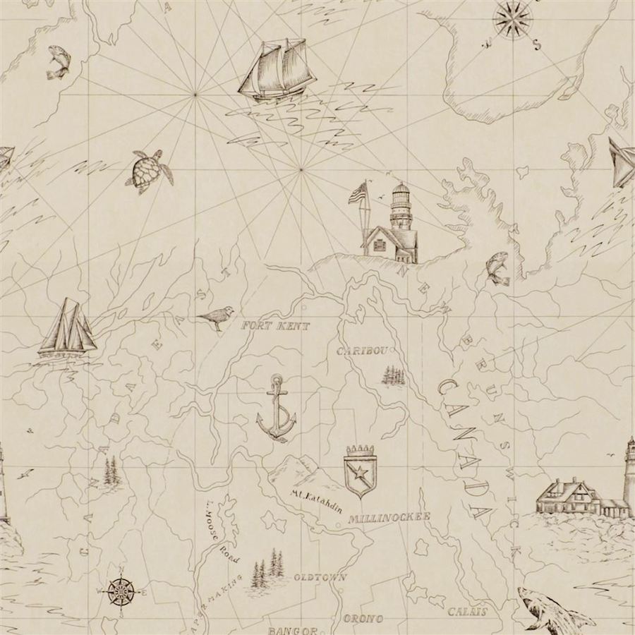 Ralph Lauren Home Tapet Searsport Map Bone