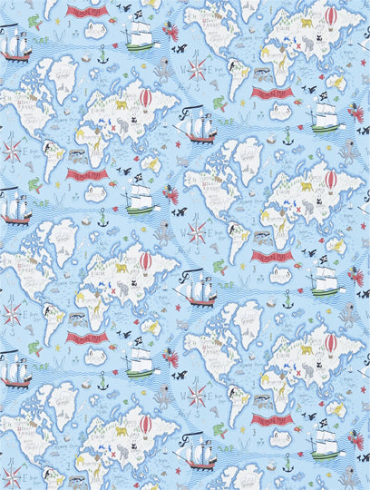 Sanderson Tapet Treasure Map Seablue
