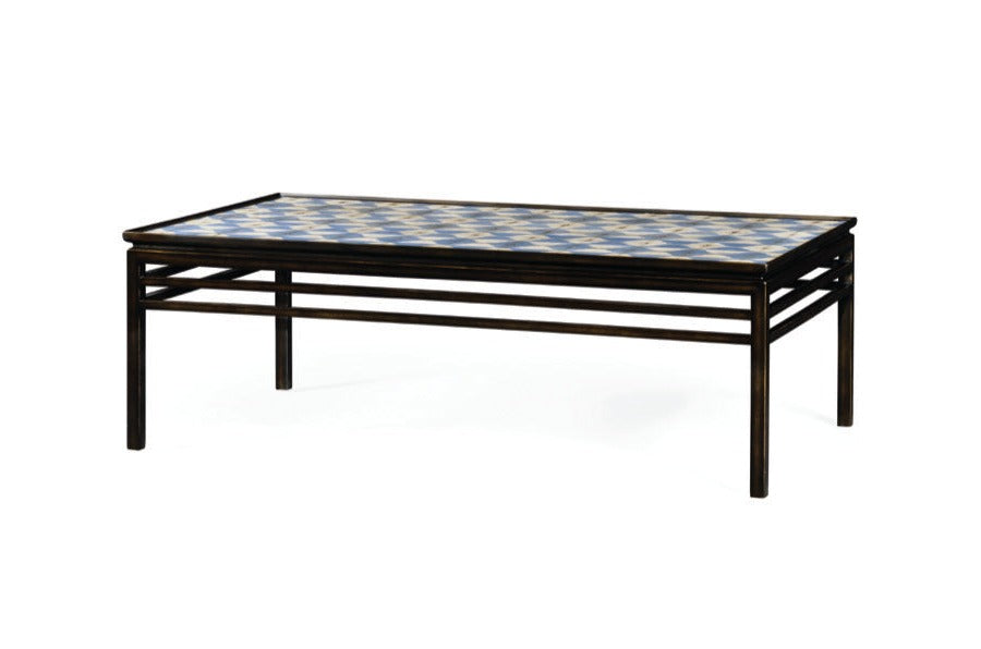 Haygrove Marquetry Coffee Table Painted White & Blue Default Title